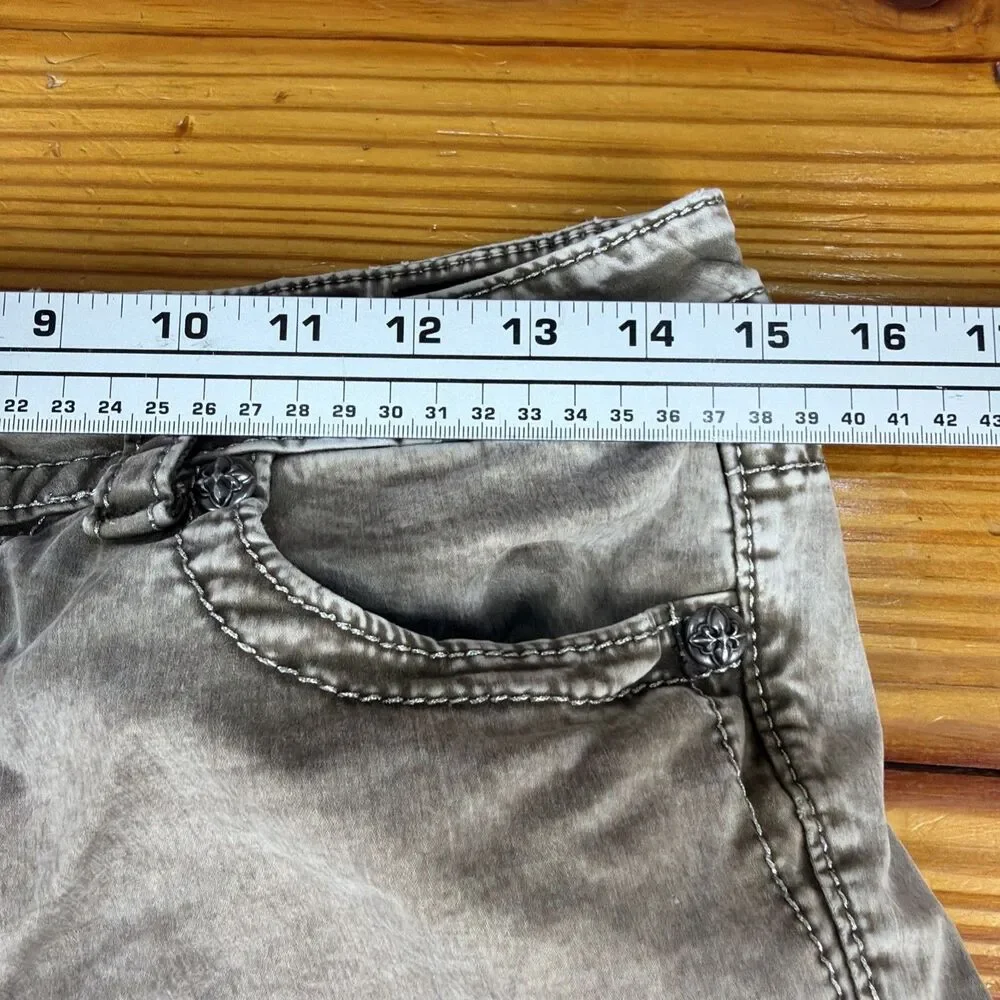 Miss me womens skinny olive moto jeans with embroidery size 29